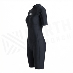 North Approach Women's One Piece Neoprene <b>Wetsuit</b> Short Sleeve High Neck Quick Dry Swimwear Solid Black - Product Image 3