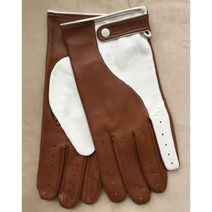 Gants en cuir marron et blanc, longueur poignet, respirants, style uni, usage quotidien, printemps automne - Product Image 4