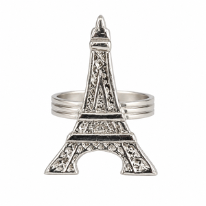 Anillo para Servilletas Premium con Diseño de la Torre Eiffel |   Servilletero de Metal Plateado para Decoración de Mesa de Boda, Regalo al por Mayor para Fiestas, Set de Regalos al por Mayor - Product Image 1