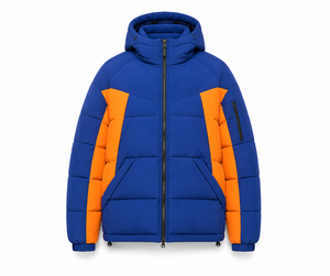 Manufacturer Hooded Puffer <b>Jacket</b> Winter Streetwear Thermal Padding Sleeve Pocket Custom Embroidery Contrast Color Panels Desig - Product Image 1