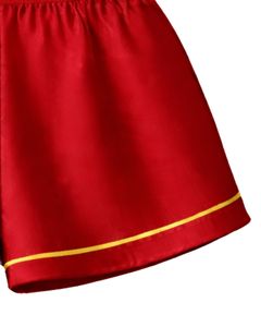 Conjunto de Pijama Personalizado de Satén Rojo con Camiseta y Pantalones Cortos para Mujer, Ropa de Dormir Suave de Seda, Conjunto de Dos Piezas para Verano con Lazo Amarillo - Product Image 6