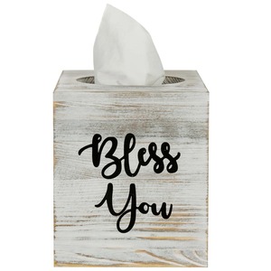 Modern Wood Tissue Box Cover Square Design Natural Finish Convenient Home Decorative Accessory - Product Image 2