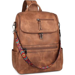 Sac à dos pour femme en cuir de chèvre véritable, grande capacité, spacieux, conçu pour le confort, le style, les voyages et les longues journées. - Product Image 6