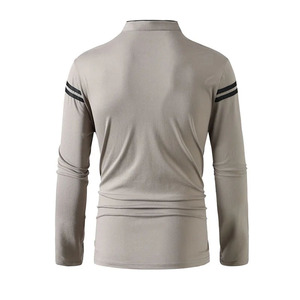 Chemise à manches courtes pour homme, 100% coton, unie, avec rayures noires, fermeture boutonnée, haut tricoté décontracté - Product Image 6