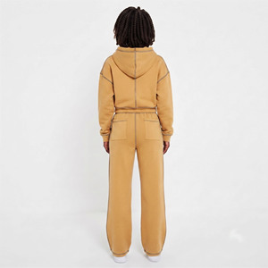 Conjunto de chándal con capucha y bordado para mujer, sudadera con cremallera completa, pantalones de algodón, conjunto informal holgado para invierno, chándal con cremallera. - Product Image 2