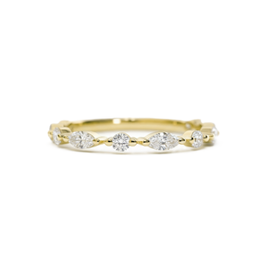 <b>Fine</b> <b>Ring</b> Marquise & Round Lab Created Diamond Band <b>Ring</b> 14K 18K Solid Gold Minimalist Wedding Band Stackable Anniversary Gift - Product Image 1