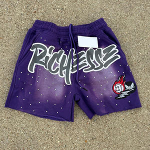 Nuevos Pantalones Cortos Casuales para Hombre, Estilo Acid Wash, para Gimnasio y Running, 100% Algodón, Felpa Francesa, Personalizables, Efecto Desgastado, Estilo Vintage - Product Image 2