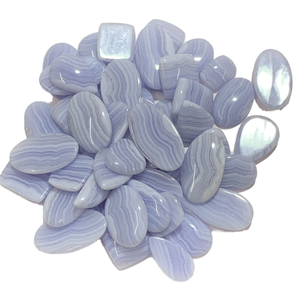 Cabochon en agate bleue naturelle Rida Creations, 8 mm, pierre précieuse en vrac, couleur blanche, hauteur de l'article, provenance du Rajasthan - Product Image 1