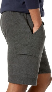 Shorts cargo à carreaux gris foncé pour homme, taille mi-haute, cordon de serrage, poches décontractées, 100 % polyester, tissu respirant à séchage rapide, tissé - Product Image 5