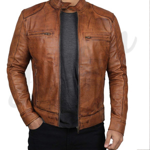 Veste en cuir pour moto pour hommes, veste zippée décontractée de style streetwear, veste vintage rétro pour motards, pour streetwear Fashi - Product Image 2