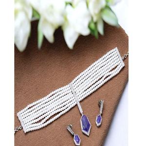 ชุดสร้อยคอเงินชุบคุณภาพสูงประดับเพชรซิร์คอนสวยงาม พร้อมต่างหู สำหรับงานแต่งงานและงานปาร์ตี้ คอลเลคชั่นสำหรับผู้หญิง - Product Image 1