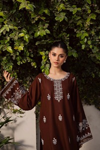Maroon Cotton <b>Kurta</b> <b>Women</b> Loose Fit Midi Length Traditional Ethnic Wear India Pakistan Style Casual All Seasons - Product Image 1