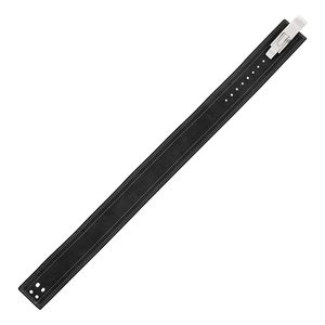 <b>Black</b> Leather Watch Band with Silver Buckle and White Stitching for <b>Men</b> and Women - Product Image 1
