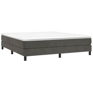 Cadre de lit king-size en contreplaqué velours gris foncé, capitonné, avec design moderne en bois d'ingénierie - Product Image 3