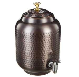 Pure Copper Water Dispenser Tank Middle Hammered Finish Storage <b>Jar</b> Matka Pot Container Metallic <b>Tap</b> - Product Image 6