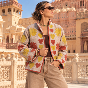 Chaqueta Bomber de Punto con Cuello Mandarín Bordado en Terciopelo, Diseño Floral, Hecha a Mano, Manga Larga, Otoño, Elegante, para Mujer - Product Image 5