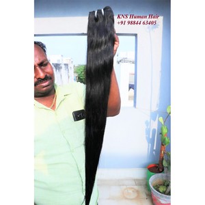 Cabello ondulado recto sedoso de trama única Remy virgen indio crudo - Product Image 6