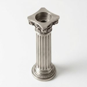Vase colonne dorique artisanal de 30 cm en métal argenté satiné brossé, vase à fleurs en acier inoxydable pour la décoration de la maison, les hôtels, les mariages, les tables - Product Image 4