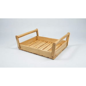 Multi-Purpose Handmade Pine Wood <b>Rectangular</b> <b>Basket</b> Comfortable Handles for <b>Storage</b> Carrying Gift Presentation Home Organization - Product Image 1