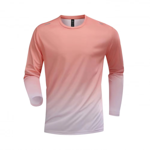 Mens Gradient Long Sleeve Training <b>Shirt</b> Quick Dry <b>Compression</b> Gym Top Sublimation Ombre Running Performance Wear - Product Image 3