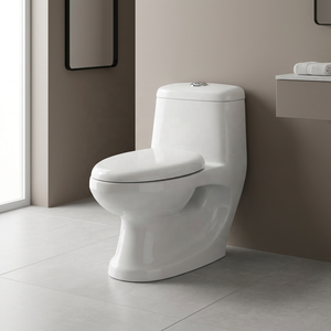 WC monobloc moderne en céramique à double chasse avec siphon en P pour projets commerciaux, immobilier et hôtellerie - Product Image 5