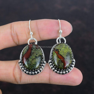 Pendientes de Plata de Ley 925 hechos a mano, pendientes de piedras preciosas de sangre, joyería, pendientes hechos a mano, joyería de piedra de sangre, regalo para ella - Product Image 1