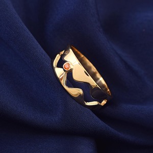 <b>Indian</b> Solid 925 Sterling Silver Geometric Yellow Gold <b>Ring</b> With Orange Zircon Bezel Setting Minimalist Design Fine <b>Ring</b> Jewelry - Product Image 3