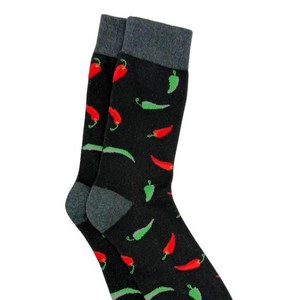 BNSB SPORTS Custom Men's Crew <b>Socks</b> <b>Black</b> Red Green Chili Pepper Print Digital Printing Breathable Knitted Summer Daily Wear - Product Image 5