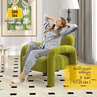 Fauteuil d'appoint moderne Fauteuil rembourré en velours vert confortable Canapé simple Chaise tonneau tuftée pour la lecture pour le salon