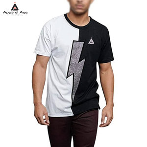 เสื้อยืดผู้ชายผ้าฝ้าย 100% ระบายอากาศได้ดี ทรงหลวม ประดับเพชร พิมพ์โลโก้ตามสั่ง ขายส่งเสื้อยืดประดับเพชรสำหรับผู้ชาย - Product Image 1