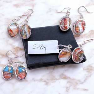 Oyster Turquoise Gemstone <b>Earrings</b> in 925 <b>Sterling</b> <b>Silver</b> <b>Earrings</b> Wholesale Price <b>Silver</b> Jewelry - Product Image 2