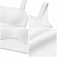 Soutien-gorge de sport personnalisé ajustable en gros, 76 % nylon 24 % élasthanne, 240 g/m², blanc, maintien élevé, col carré, bretelles larges, doux, pour la gym