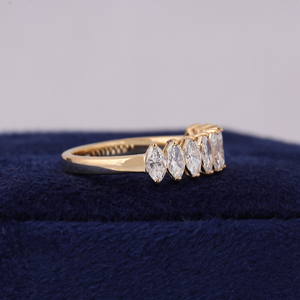 Marquise Cut Lab Diamond Half Eternity Band 14K Yellow Gold Prong Set <b>Stacking</b> <b>Ring</b> - Product Image 2