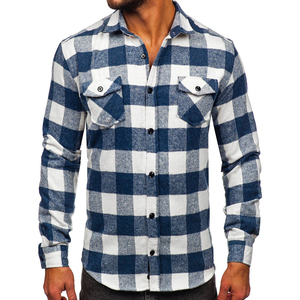 Camisa de franela a cuadros de manga larga para hombre, ligera, de algodón, con bolsillos frontales, para uso diario informal y en capas en invierno. - Product Image 6
