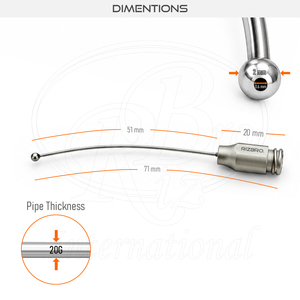 เข็มป้อนอาหารสแตนเลสแบบปรับได้ ปลายตรง พร้อมหัวบอล ขนาด 2 มม. 20G X 51 มม. สำหรับป้อนอาหารนกและกระต่าย - Product Image 3