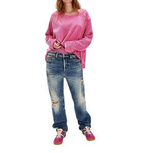Camiseta térmica de punto gofrado para mujer, 100% algodón, transpirable, de ajuste holgado, talla grande, manga larga, con logo personalizado, color liso. - Product Image 4