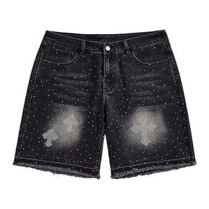 Shorts en jean droits pour hommes de qualité supérieure, style Y2K streetwear, décontractés, délavés, 100 % coton, séchage rapide, respirants, pour l'été, vente en gros - Product Image 6