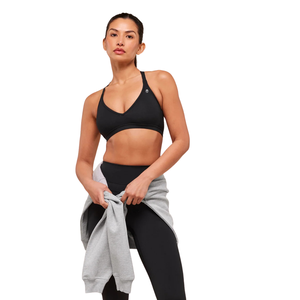 Top Deportivo Sexy Negro para Mujer con Logotipo Personalizado, de Nailon y Spandex, Minimalista, con Tirantes, Transpirable, para Gimnasio, Fitness y Entrenamiento, Color Negro Sólido - Product Image 4