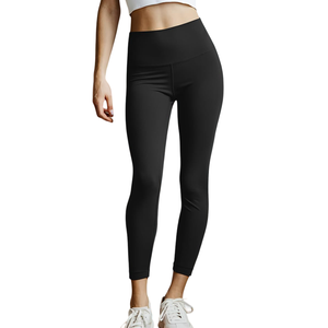 High Waist Full Length <b>Black</b> <b>Leggings</b> Seamless Knitted Stretch Women's Basic Solid Color All Seasons Activewear Pants - Product Image 6