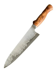 Couteau de chef artisanal LEGACY BLADES en acier Damas cuivré, manche en bois personnalisé, étui en cuir, fabricant OEM ODM - Product Image 1