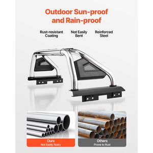 Adjustable Universal Sport <b>Bar</b> <b>LED</b> Brake <b>Light</b> Truck Bed Roll <b>Bar</b> Compatible with Full & Mid Size Pickups Chase Rack Accessory - Product Image 5