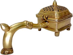 Handcrafted Vintage Brass Incense <b>Burner</b> with Handle Traditional Dhoop Dhuni Pot for Pooja Home Temple Aromatherapy Decor - Product Image 6