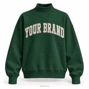 เสื้อสเวตเชิ้ตคอเต่าทรงโอเวอร์ไซส์สีเขียวป่าสำหรับผู้หญิง แต่งลายปักขอบโลโก้แบบเรียบ มี 32 สี ไซส์ XS-3XL - Product Image 1