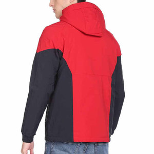 Blouson Bomber d'Hiver pour Homme, Teint, à Blocs de Couleurs, à Capuche, Coupe-Vent, Coupe Droite, Extérieur en Polyester, Fermeture Éclair, Style Décontracté - Product Image 2
