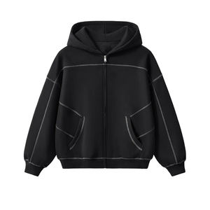 Sudadera con capucha vintage de algodón polar con cremallera y costuras Hasselblad, corte cropped y holgado, con logotipo OEM bordado en 3D - Product Image 1