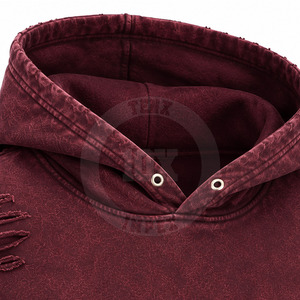 Cotton Blended Acid <b>Wash</b> Hoodie Oversized Vintage Fleece Sweatshirt Custom Logo Streetwear for Men - Product Image 5