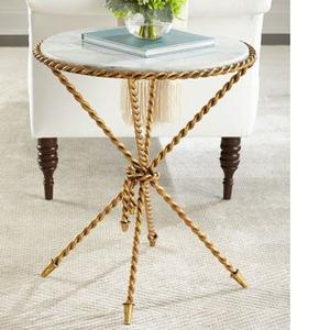 Table d'appoint en aluminium de haute qualité, mobilier de qualité supérieure, accent métallique, table ottoman pour hôtel, maison, salon, laiton - Product Image 3