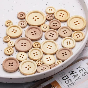 Natural Wood Classic Polished Beads Buttons 4-Hole Round Narrow Rim Sustainable Handmade DIY for <b>Shirts</b> Kidswear Blouses - Product Image 5