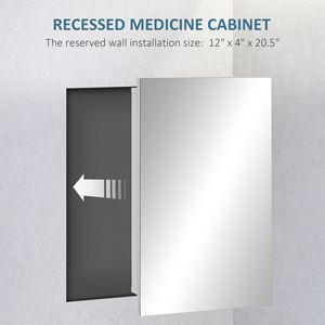 Armadietto da Bagno Bianco a Parete con Specchio, Mobile Incassato con Ripiani Portaoggetti - Product Image 5