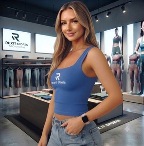 REXFITSPORTS 2026 – Nouveau débardeur court côtelé personnalisé pour femme, sans manches, pour la gym, le fitness, le yoga, avec logo privé - Product Image 4